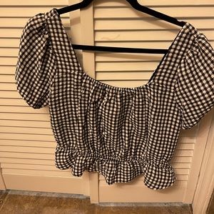 Black and white checked cropped top